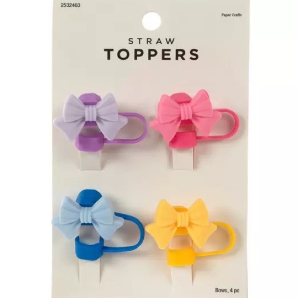 NWT Four (4) Bow Straw Toppers